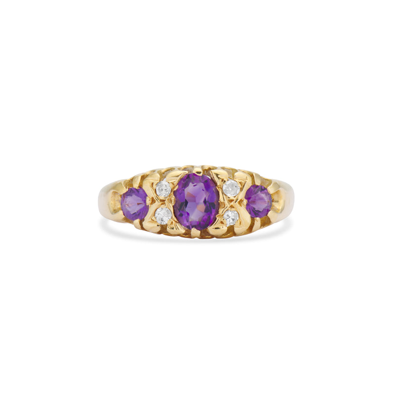 Amethyst and Diamond Half Hoop Band