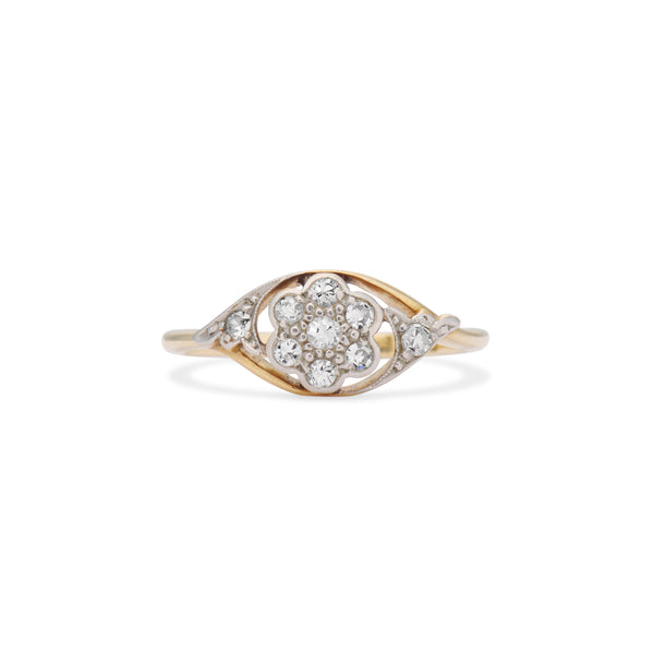 Diamond Flower Swirl Ring