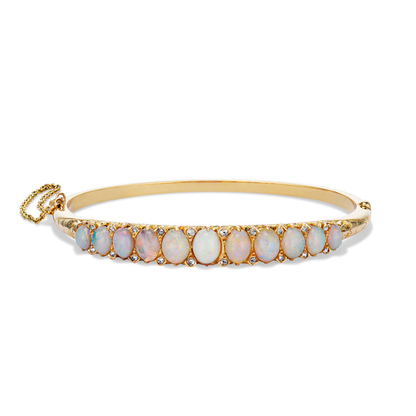 Victorian Opal and Diamond Bangle Bracelet