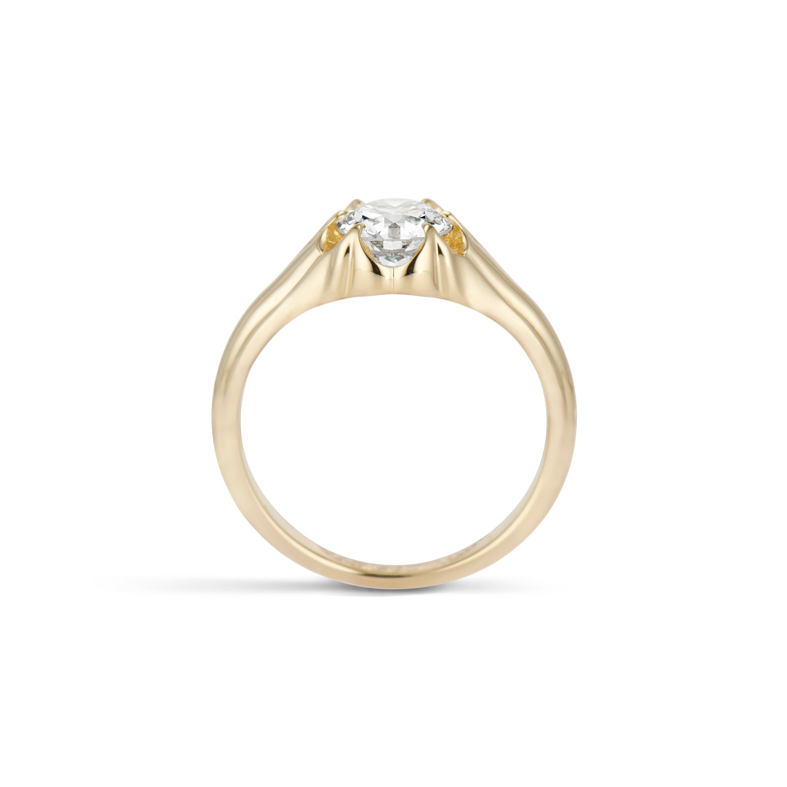 0.86 Carat Old European Cut Diamond Marguerite Belcher Ring