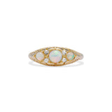 Opal and Old Mine Diamond Half Hoop Ring