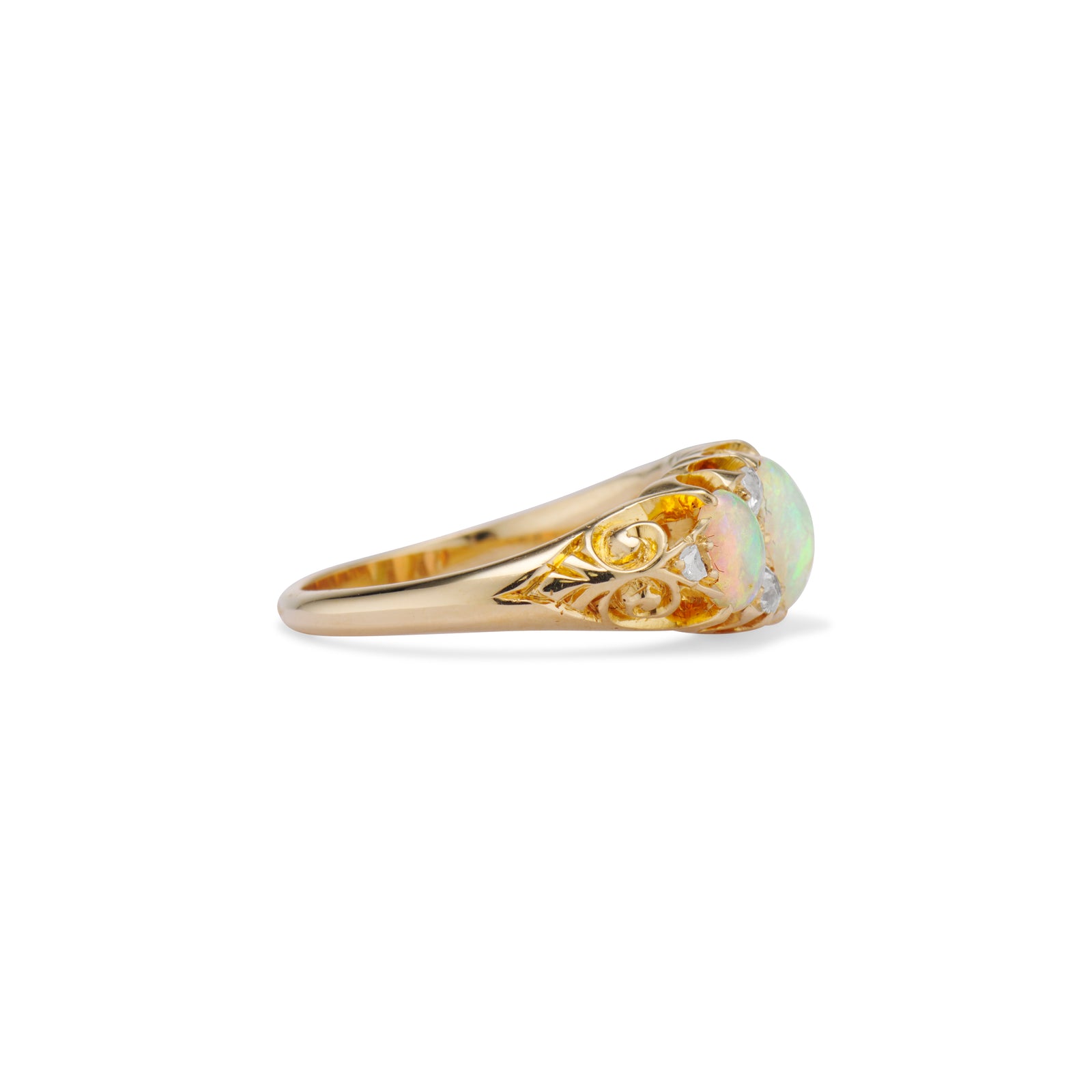 Victorian Opal and Diamond Scroll Half Hoop Ring – Ashley Zhang