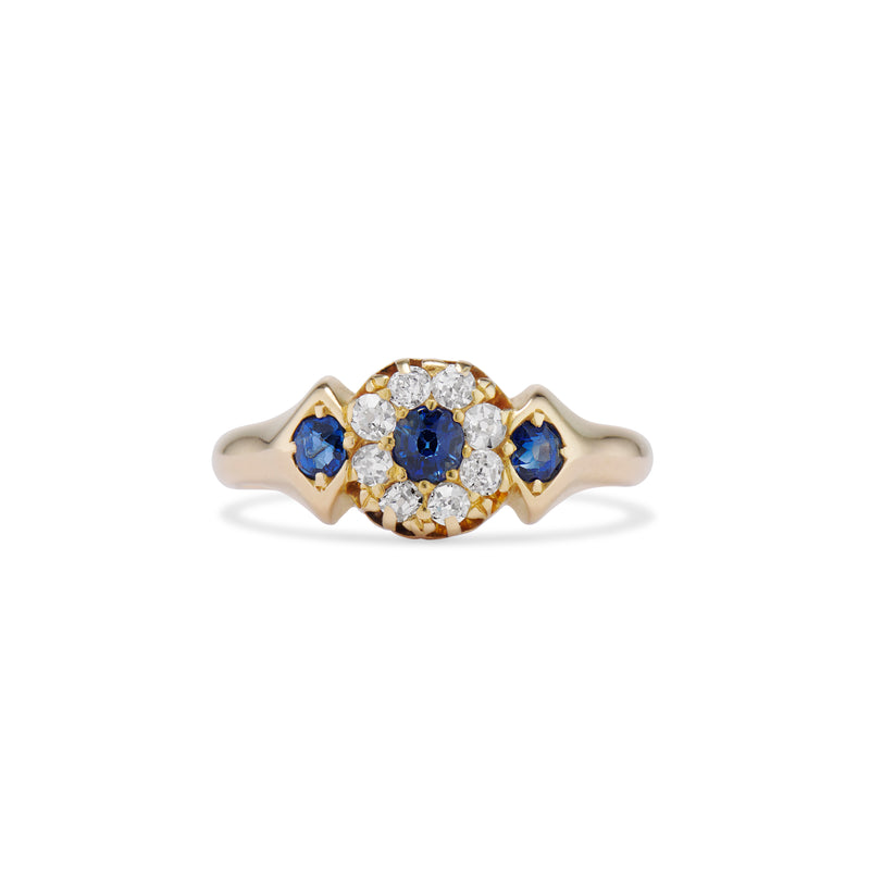 Victorian Sapphire and Diamond Halo Ring