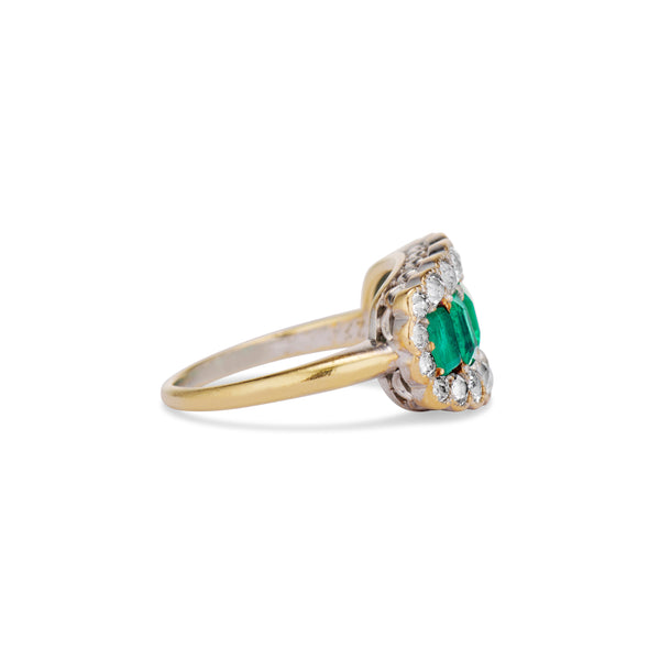 Emerald and Diamond Cluster Ring