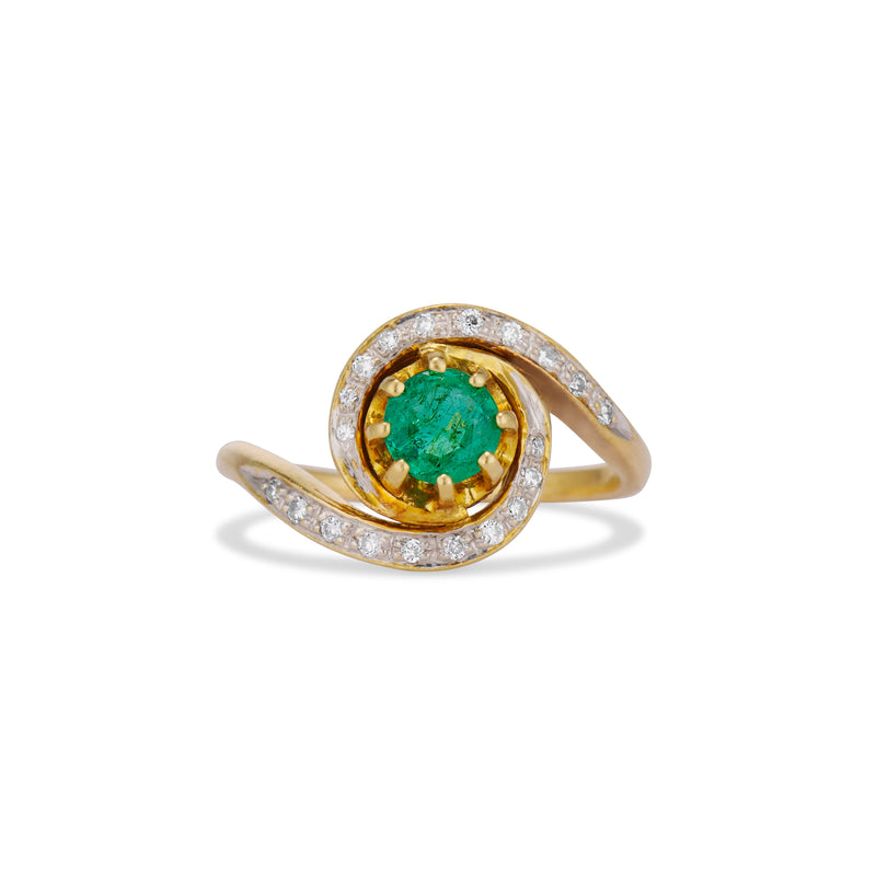 Buttercup Emerald and Diamond Swirl Ring