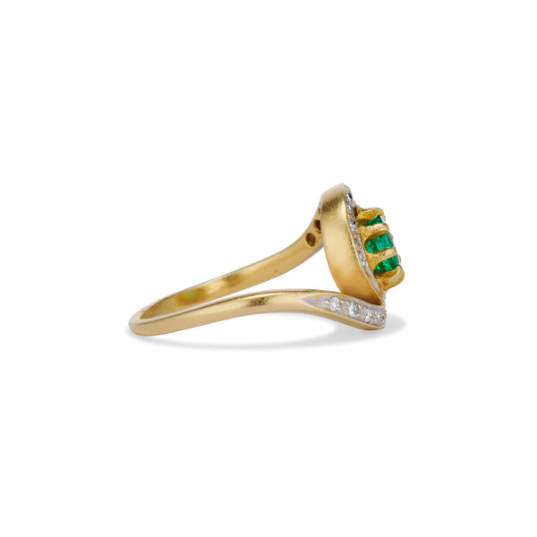 Buttercup Emerald and Diamond Swirl Ring