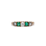 Emerald and Old Mine Cut Diamond Band