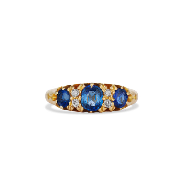 1894 Sapphire and Diamond Half Hoop Band