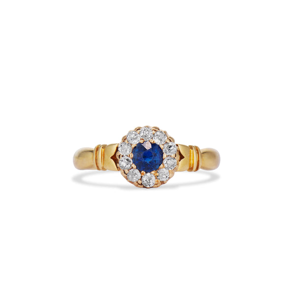 1901 Petite Sapphire and Diamond Cluster Ring