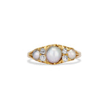 Victorian Pearl and Diamond Half Hoop Ring