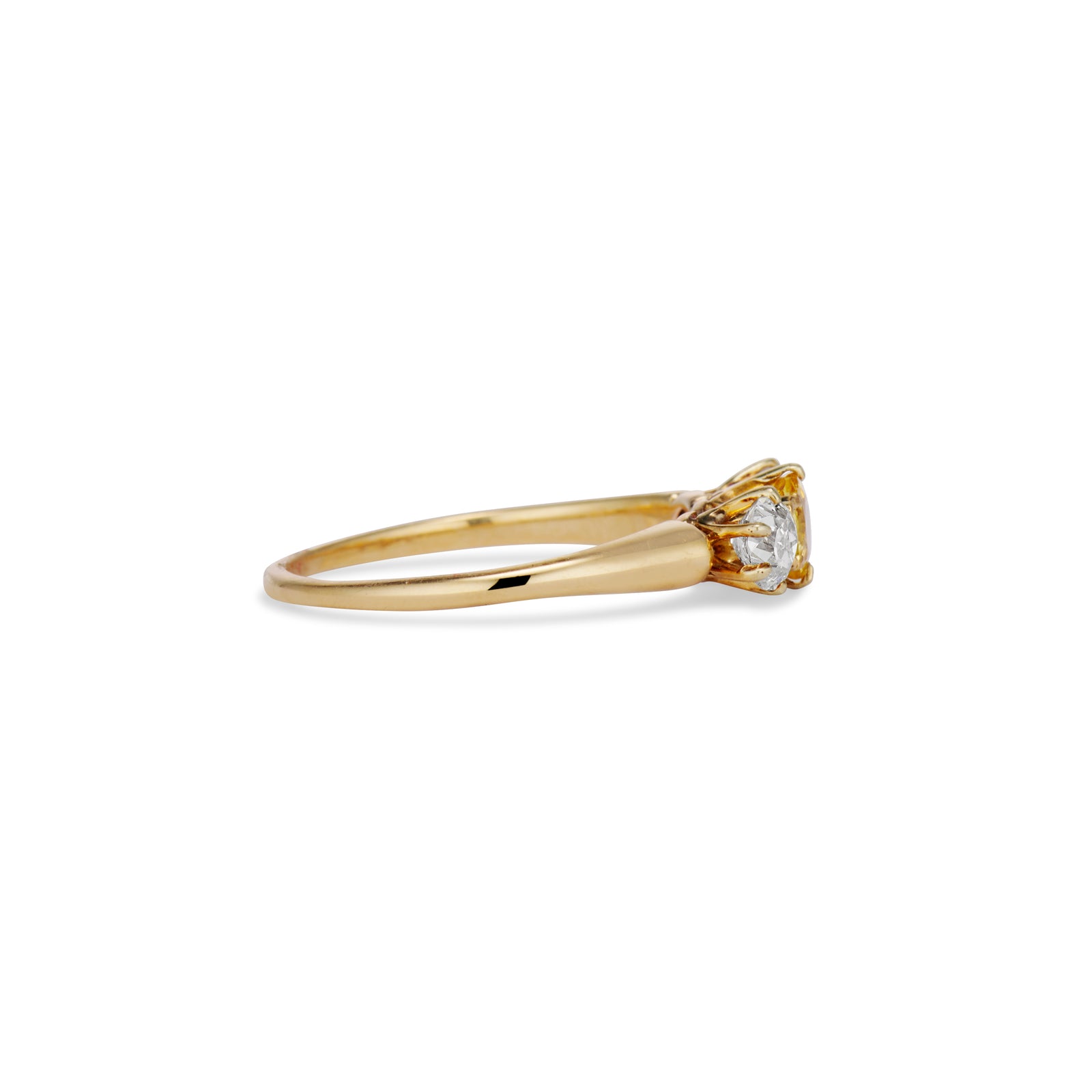 Yellow Sapphire and Old Mine Cut Diamond Three Stone Ring – Ashley