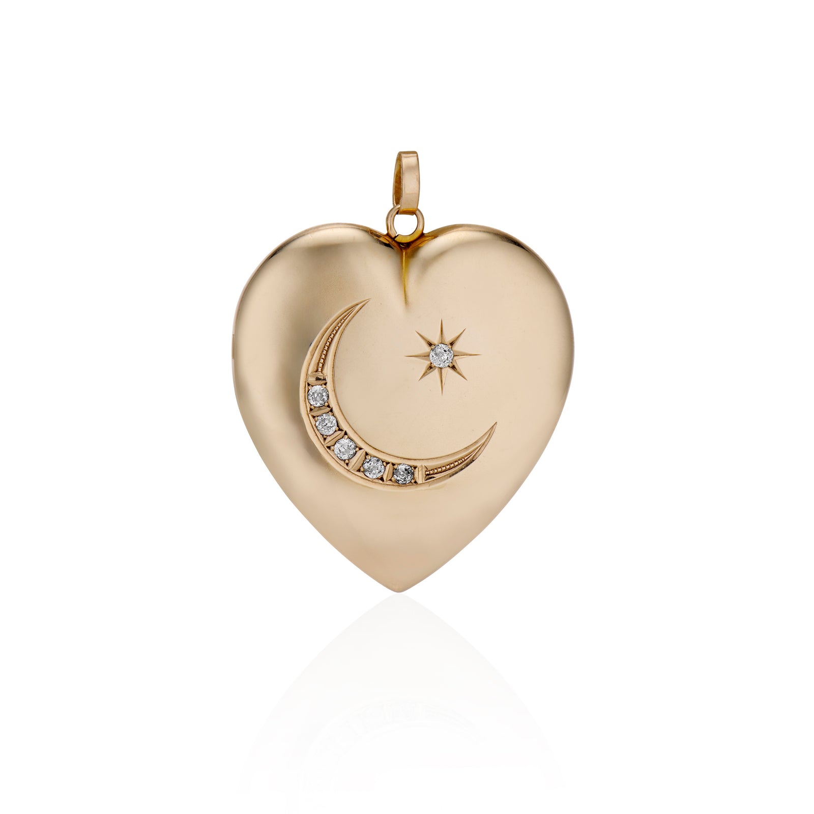 Diamond Moon and Star Heart Shaped Locket – Ashley Zhang Jewelry