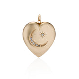 Diamond Moon and Star Heart Shaped Locket