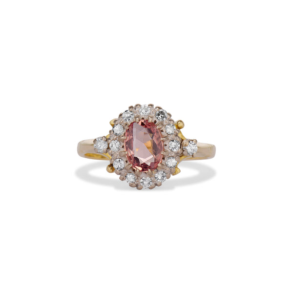 Oval Rose Cut Pink Sapphire Ring