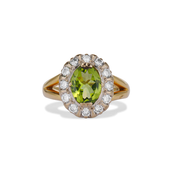 Vintage Peridot Halo Ring