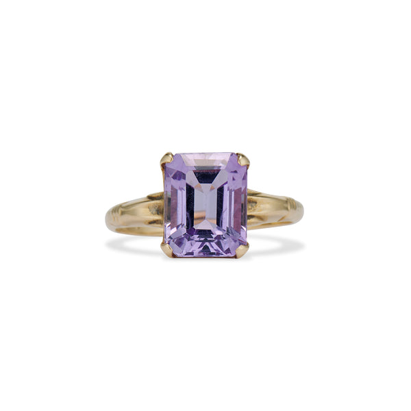 Midcentury Emerald Cut Amethyst Ring