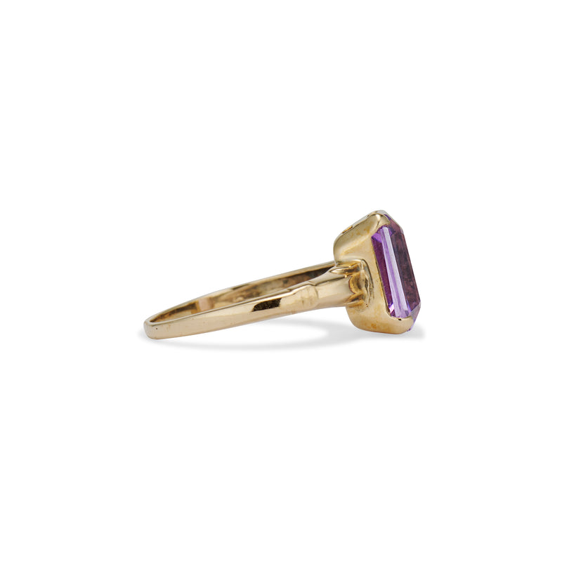 Midcentury Emerald Cut Amethyst Ring