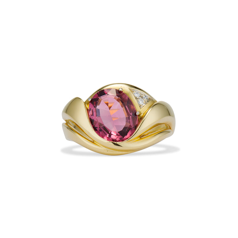 Vintage Pink Tourmaline Wave Ring