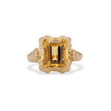 Midcentury Emerald Cut Citrine Picture Frame Ring