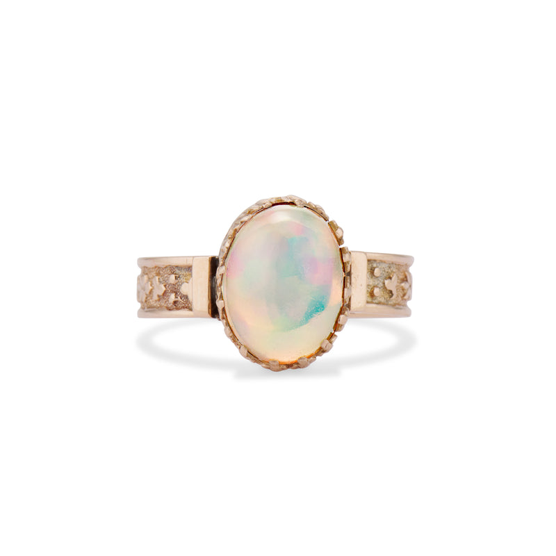 Decorative Chased Shank Victorian Opal Ring