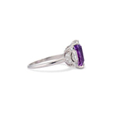 Retro Platinum, Iridium, and Diamond Amethyst Ring