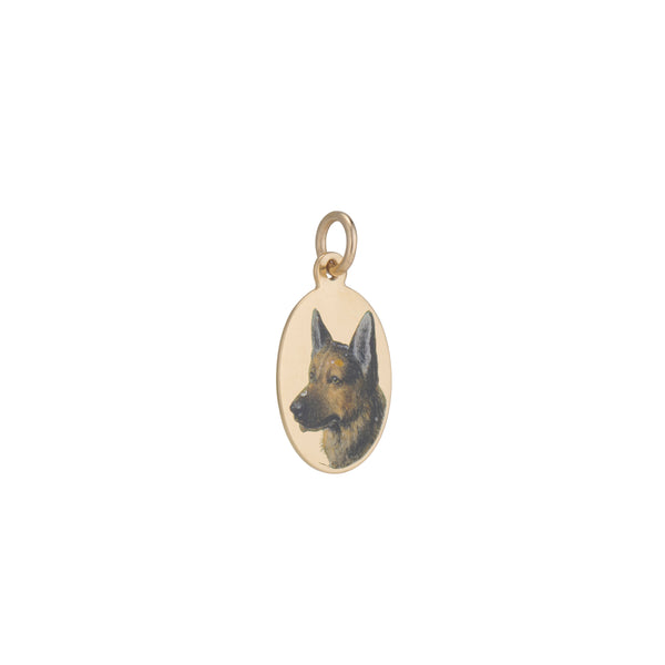 Victorian Champleve Enamel German Shepherd Pendent