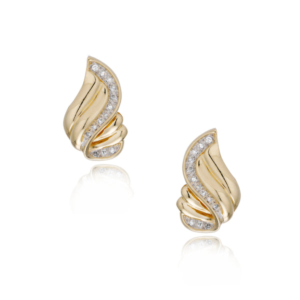 1980 Diamond and Gold Retro Wave Earrings