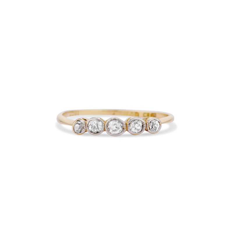 Late Art Deco Graduated Old Mine Cut Diamond Bezel Band