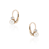 Mid Century Old Mine Cut Diamond and Petite Pearl Earrings