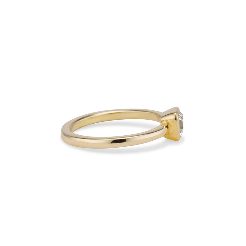 0.40 Carat Fancy Light Yellow Asscher Cut Diamond Ring