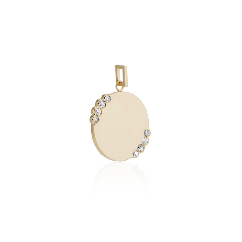 Huit Old Mine Cut Diamond Disc Pendant