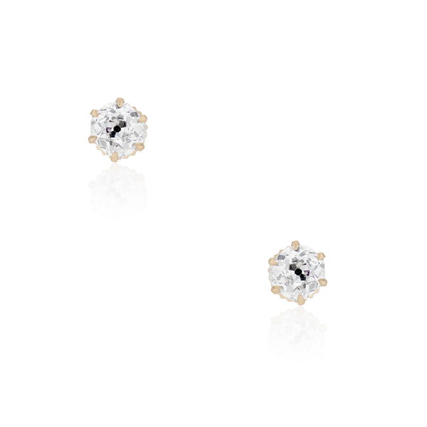 Old Mine Cut Diamond Six Prong Stud Earrings