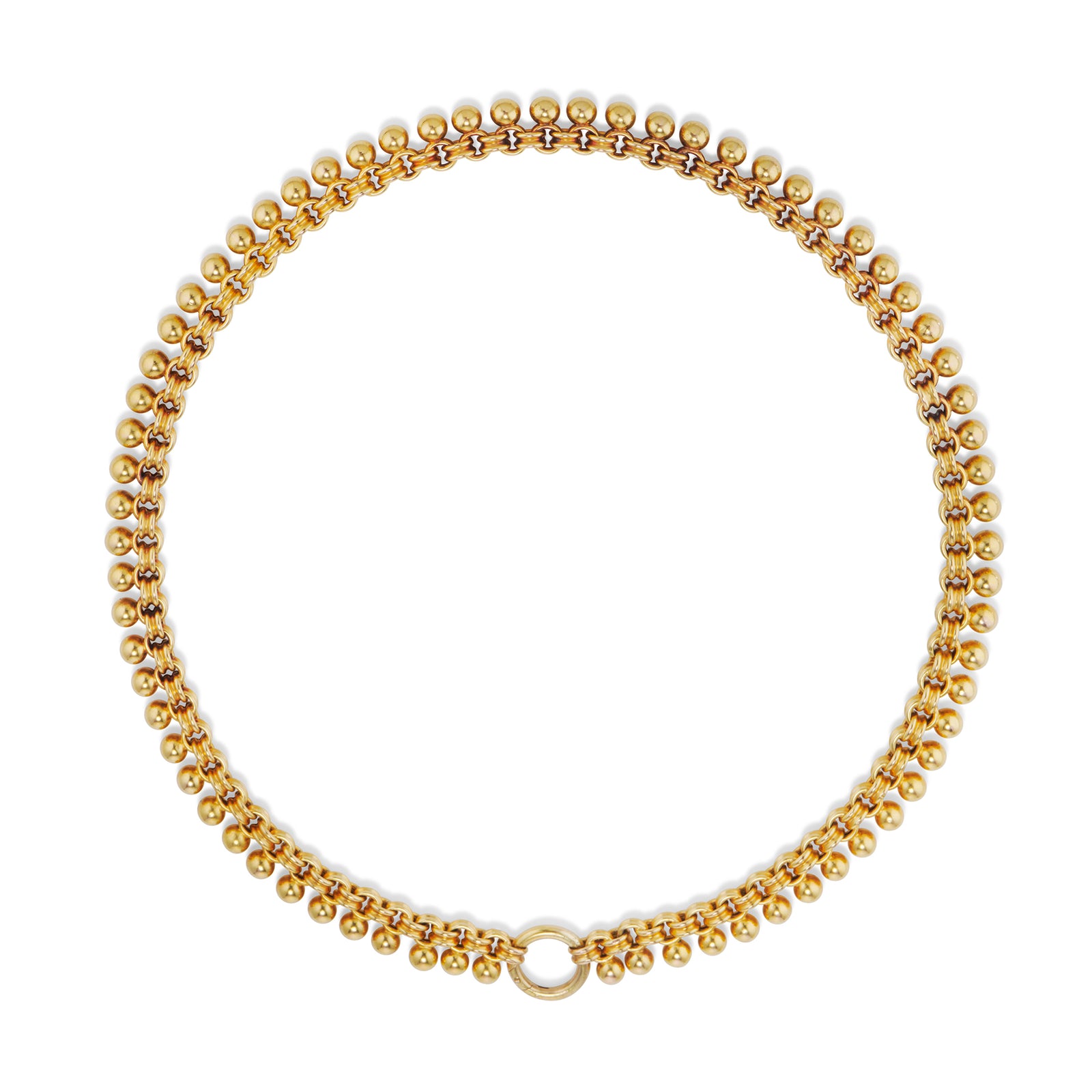 Late Victorian Etruscan Revival Gold Book Chain Collar Necklace