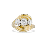 Retro Three Diamond Wave Ring