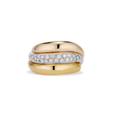 Diamond And Curved Gold Wide Band