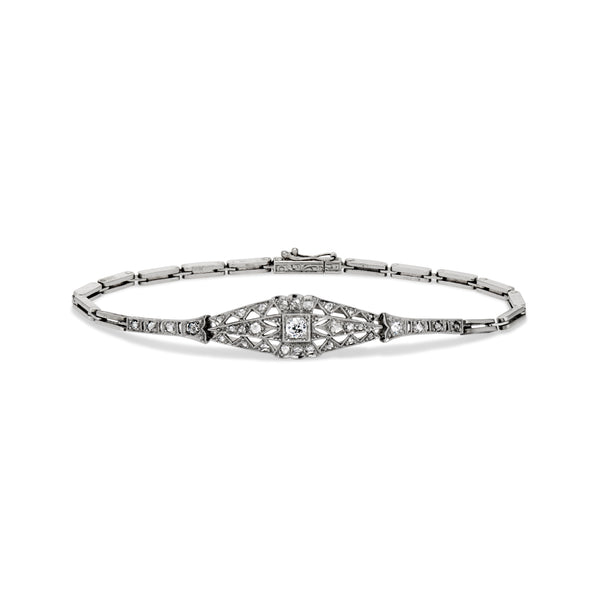 Art Deco Old Mine and Rose Cut Diamond Bracelet