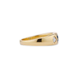 Carved Square Sapphire and Old Mine Cut Diamond Gypsy Ring