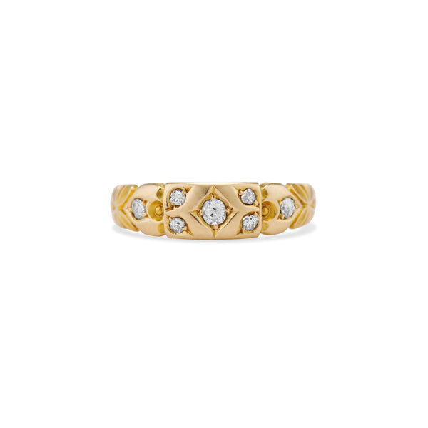1898 Carved Diamond Gypsy Ring