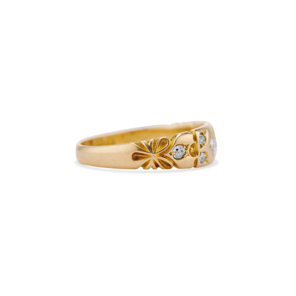 1898 Carved Diamond Gypsy Ring