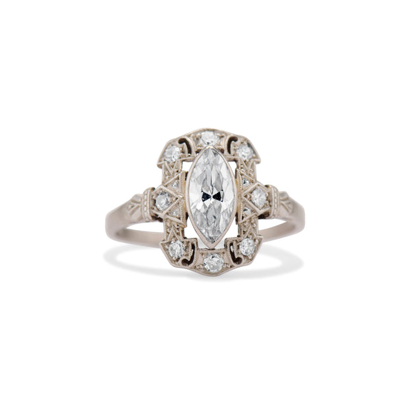 Moval Diamond Art Deco Picture Frame Ring
