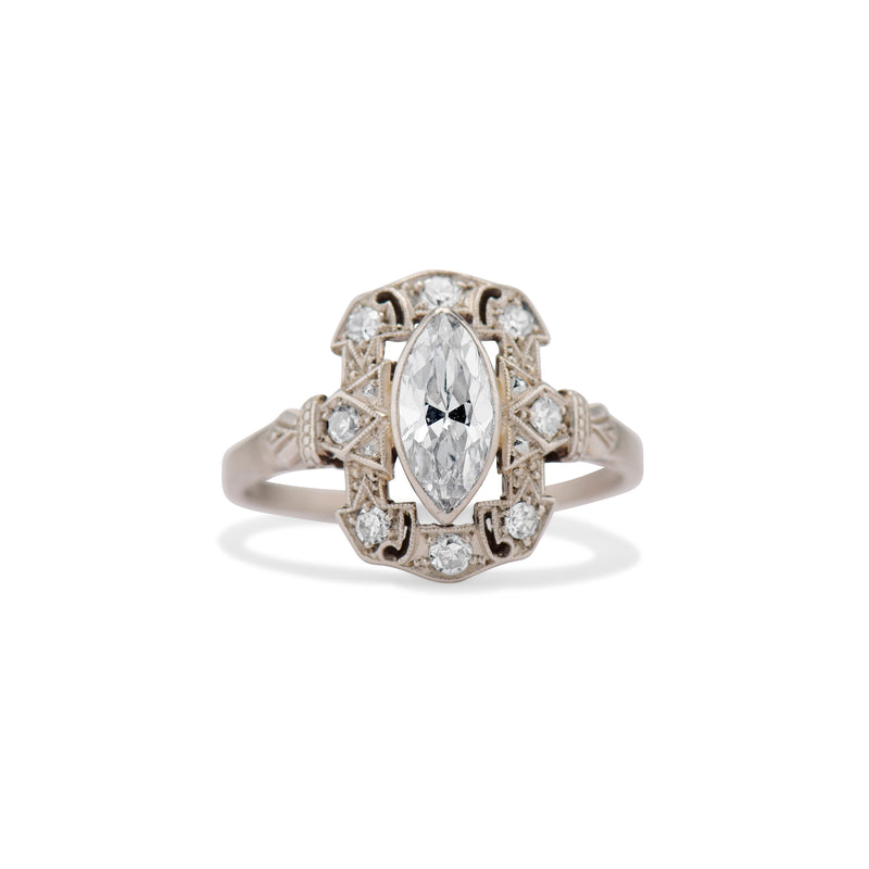 Moval Diamond Art Deco Picture Frame Ring