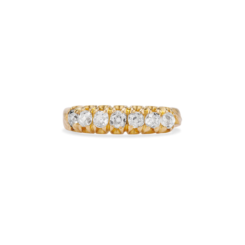 7 Old Mine Cut Diamond Carved Band