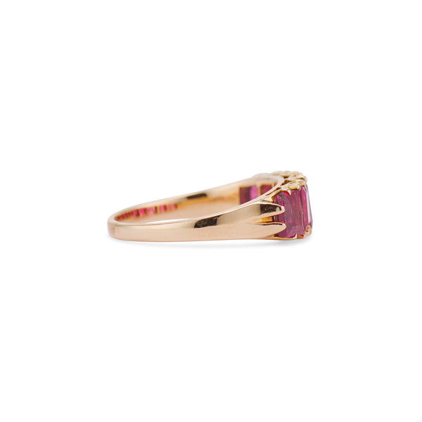 Edwardian Graduated Spinel Half Hoop Ring