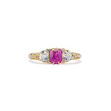 Late Victorian Ruby and Diamond Three Stone Ring