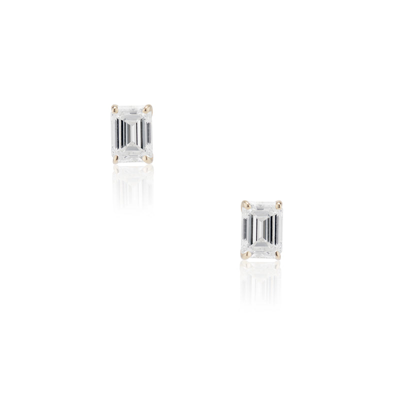 Estate Emerald Cut Diamond Studs