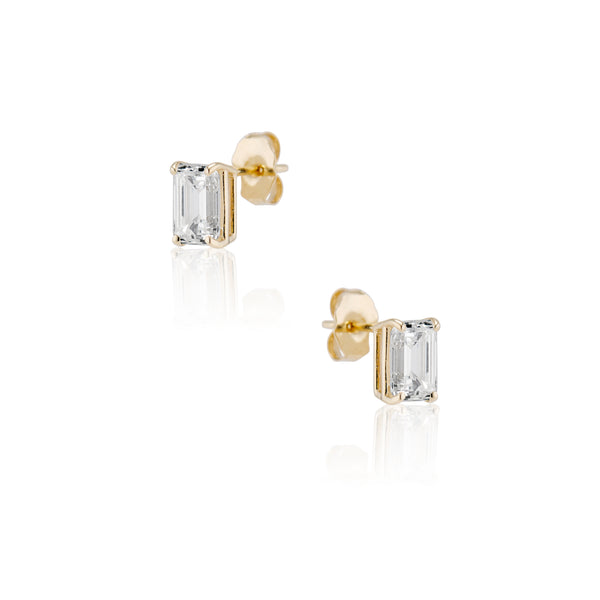 Estate Emerald Cut Diamond Studs
