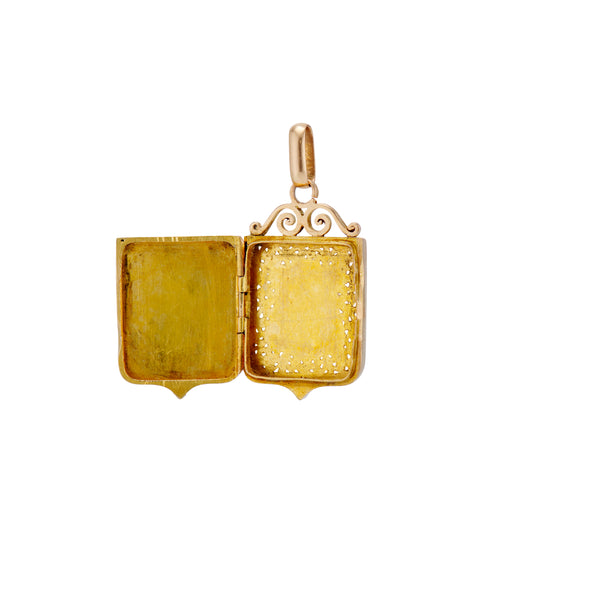 Antique Appliqué 18K Gold Shield Locket