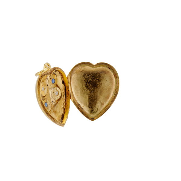 Edwardian Floral Sapphire and Diamond Heart Locket