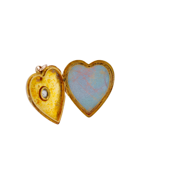 1914 Old Mine Diamond Heart Locket