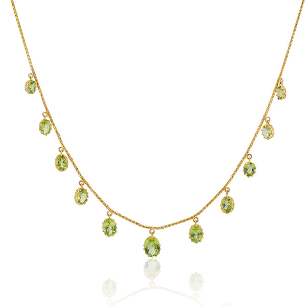 Peridot Wheat Chain Necklace